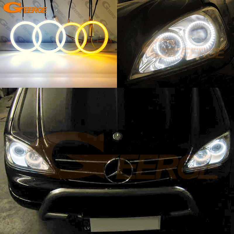 For Mercedes Benz M Class W163 ML 2002 2003 2004 2005 Ultra Bright Day Light Turn Signal SMD LED Angel Eyes Kit Halo Rings