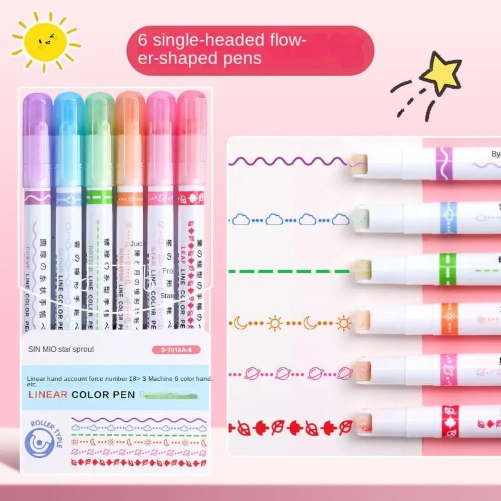 

Kawaii Highlihter Curve Highlighter Pens Pattern Outline Gel Pen Girl Drawing Marker Pen Decoration Pen Cute Stationery
