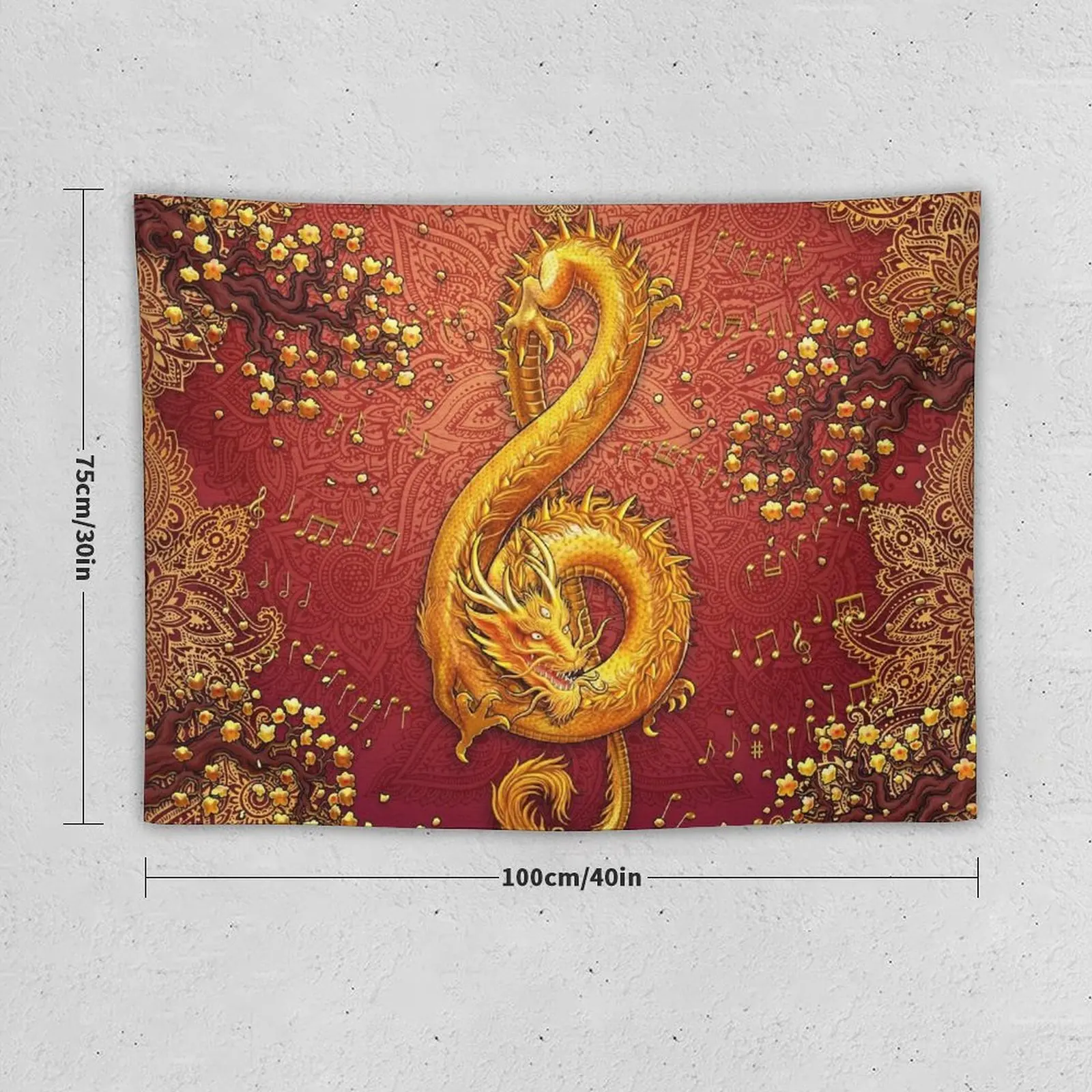 Treble Clef - Music Dragon - Boho Tapestry Aesthetic Room Decors Living Room Decoration Cute Room Decor Tapestry