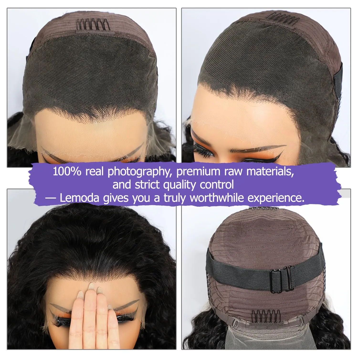 Lemoda SKINLIKE Real HD كامل 13x4 الدانتيل الباروكة الأمامية موجة المياه 24 بوصة 13x4 كامل الدانتيل الباروكة الأمامية 250% موجة عميقة شعر بشري لعذراء