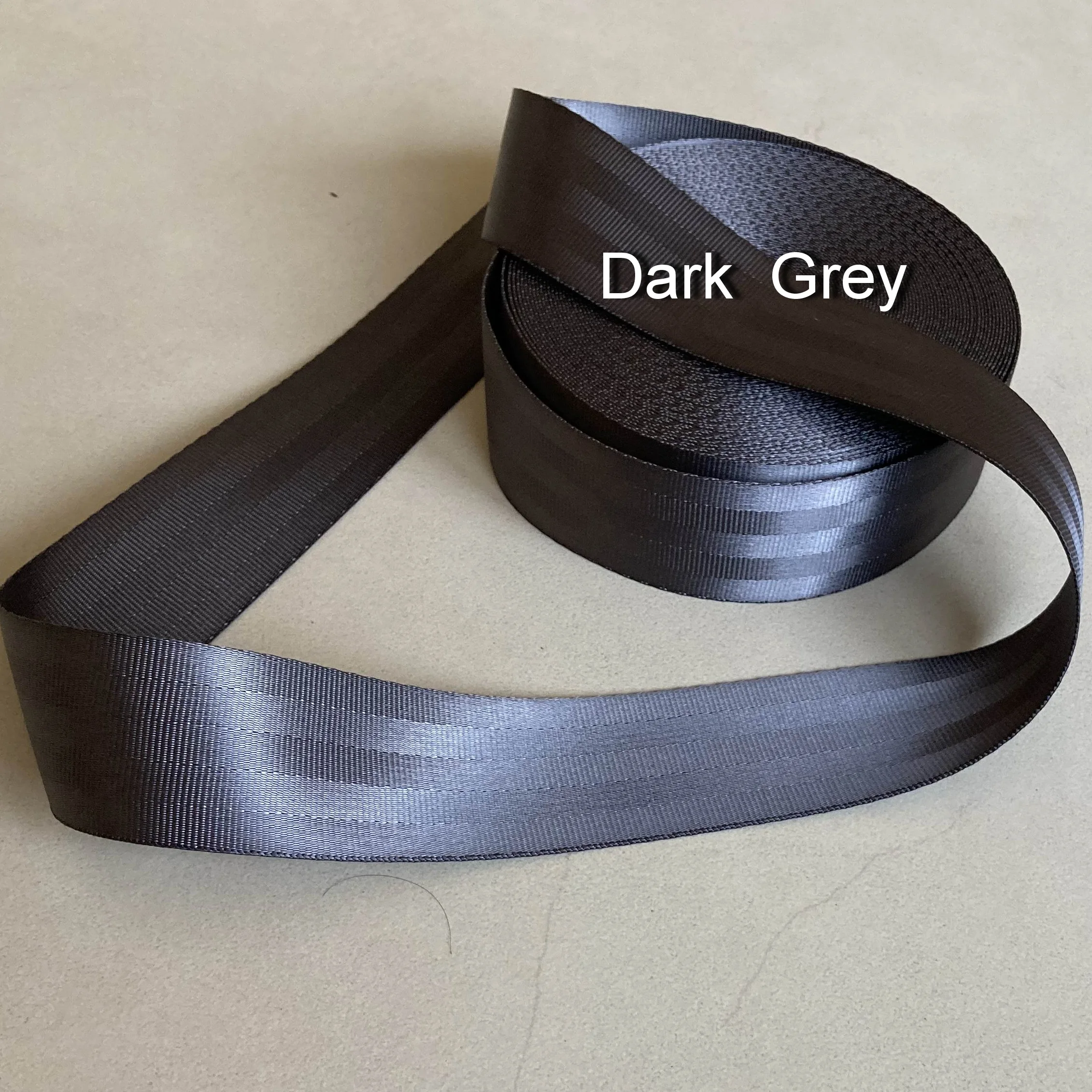 50 meters Roll Seat Belt Webbing Safety Strap DARK  Grey Color  4.8cm Wide 5 Bars