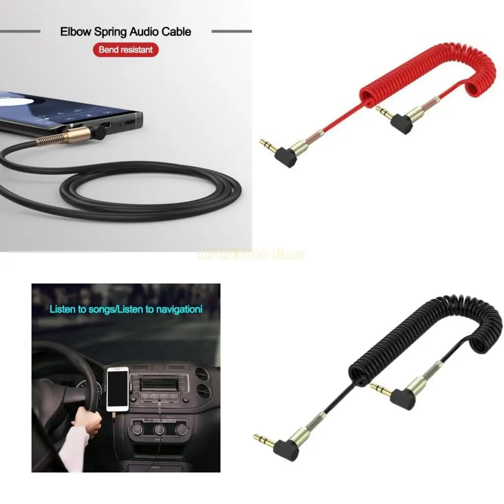 F62C 3.5mm ~ 3.5mm 수컷 플러그 사운드 케이블 유연한 스프링 케이블 보조 보조 자동차 라인