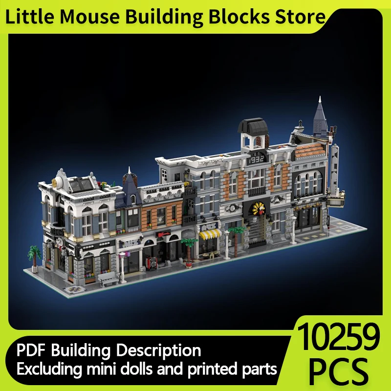 

City Street View Model MOC Building Bricks Commercial Street Modular Technology Gifts Holiday Assemble Children Toys Suit