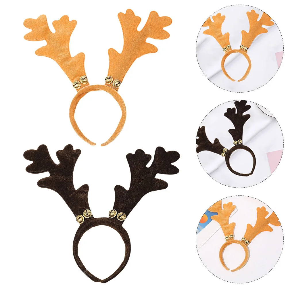 

2Pcs Deer Antler Hair Accessory Exquisite Bow Shape Headband Comfortable Party Wear Girls Women Christmas Decorative Headdress