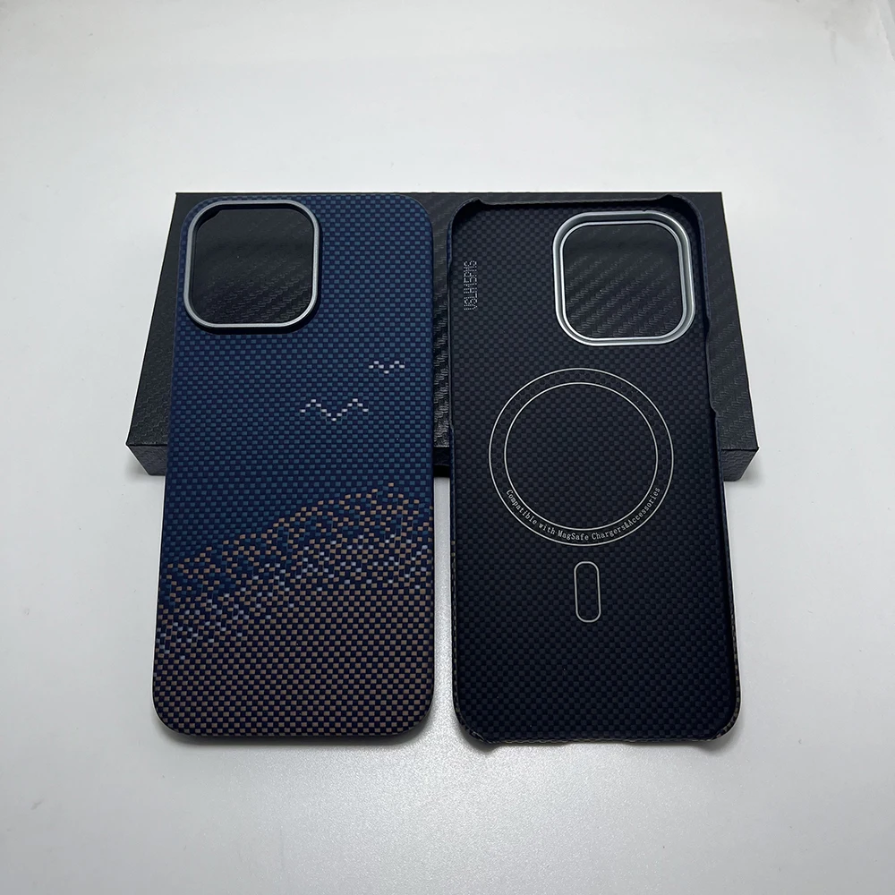 

Магнитный чехол Magsafe из углеродного волокна для iPhone 13/14/15/16 pro max, полузавернутый чехол из арамидного волокна, чехлы для телефонов iPhone 16 pro