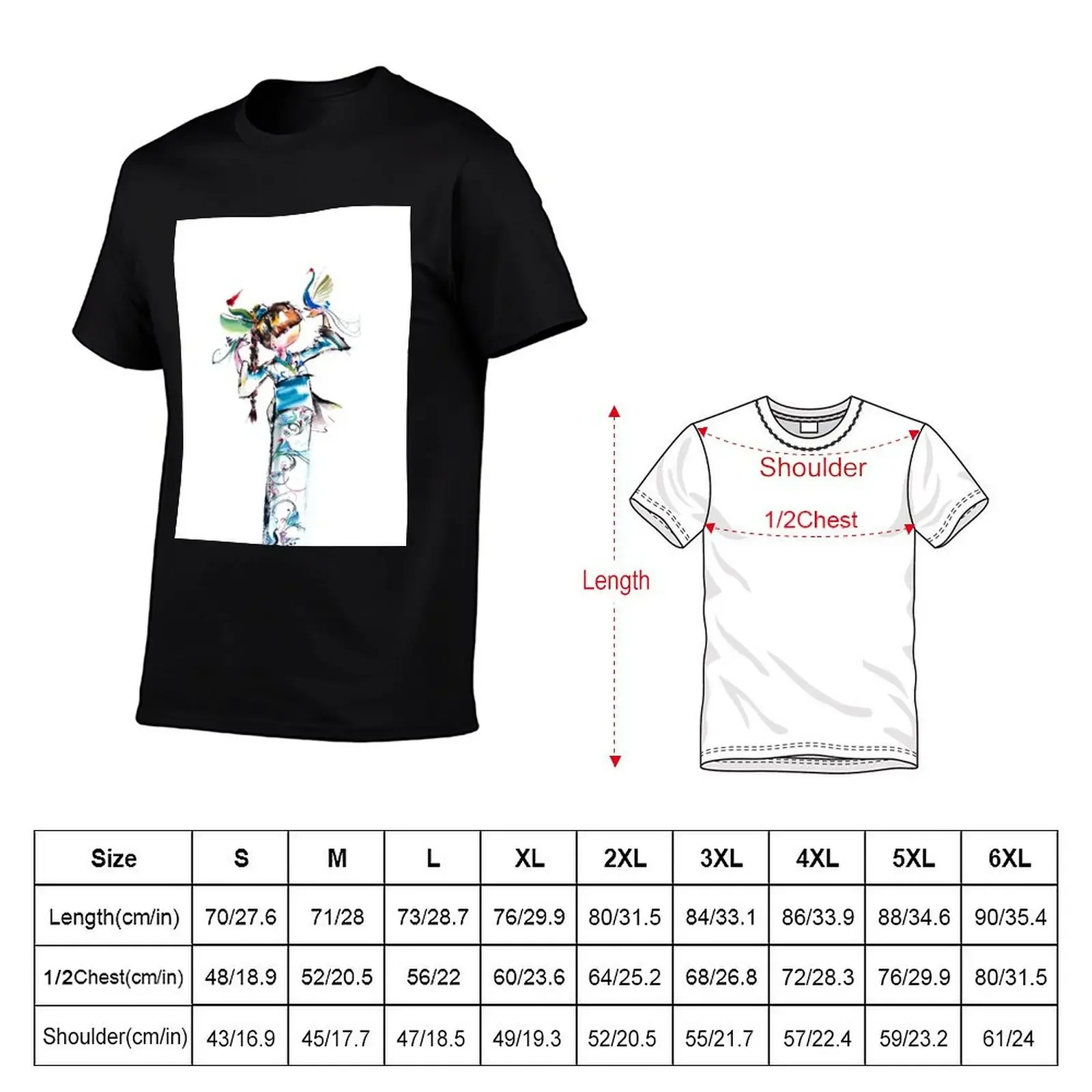 Japanese girl with two birds T-Shirt football t shirt tops boys whites oversized t shirt men clothing