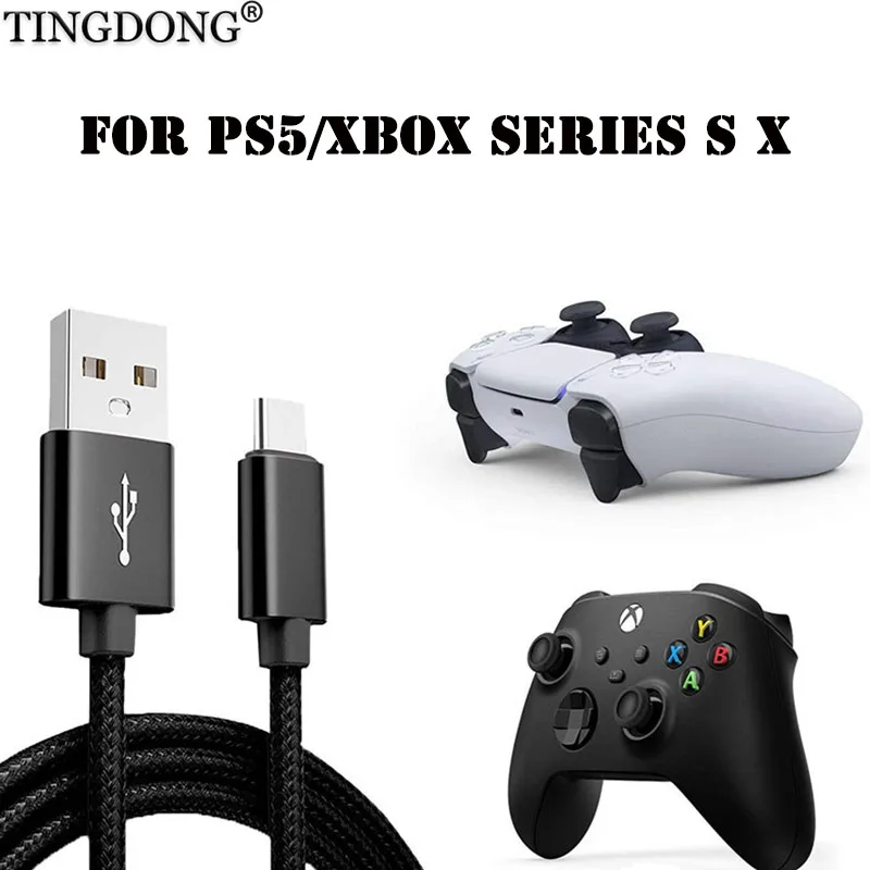 TINGDONG  1m/2m/3m Charging Cable for PS4/Xbox ONE Controller USB Type C Power Cord for Playstation 5 Gamepad Accessories