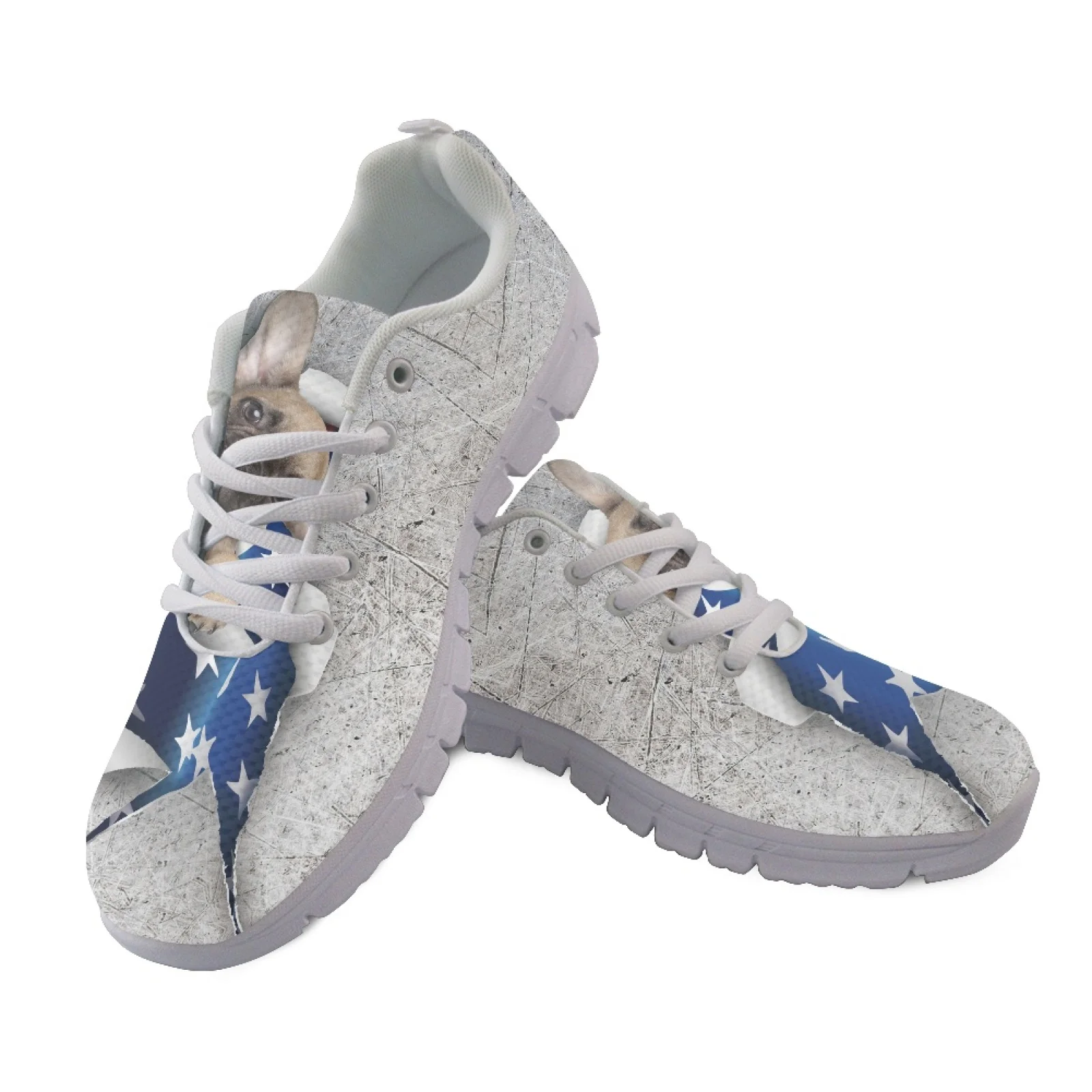 Coloranimal Anti Slip Lace up Running Sneakers with Corgi Music Note Print, Mens Athletic Trainers for Outdoor Jogging Walking