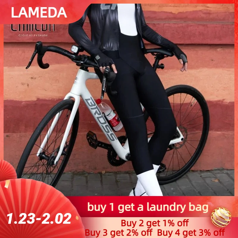 Lameda Cycling Pants Man Double Arrow Cushion Bib Long Pants Breathable Cycling Clothes For Men Bicycle Pants