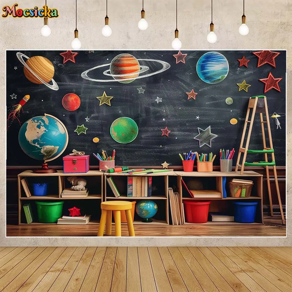 Mocsicka Back to School Background Kindergarten Classroom Blackboard Primary Student Graduation Party Decor Backdrop Shoot Props