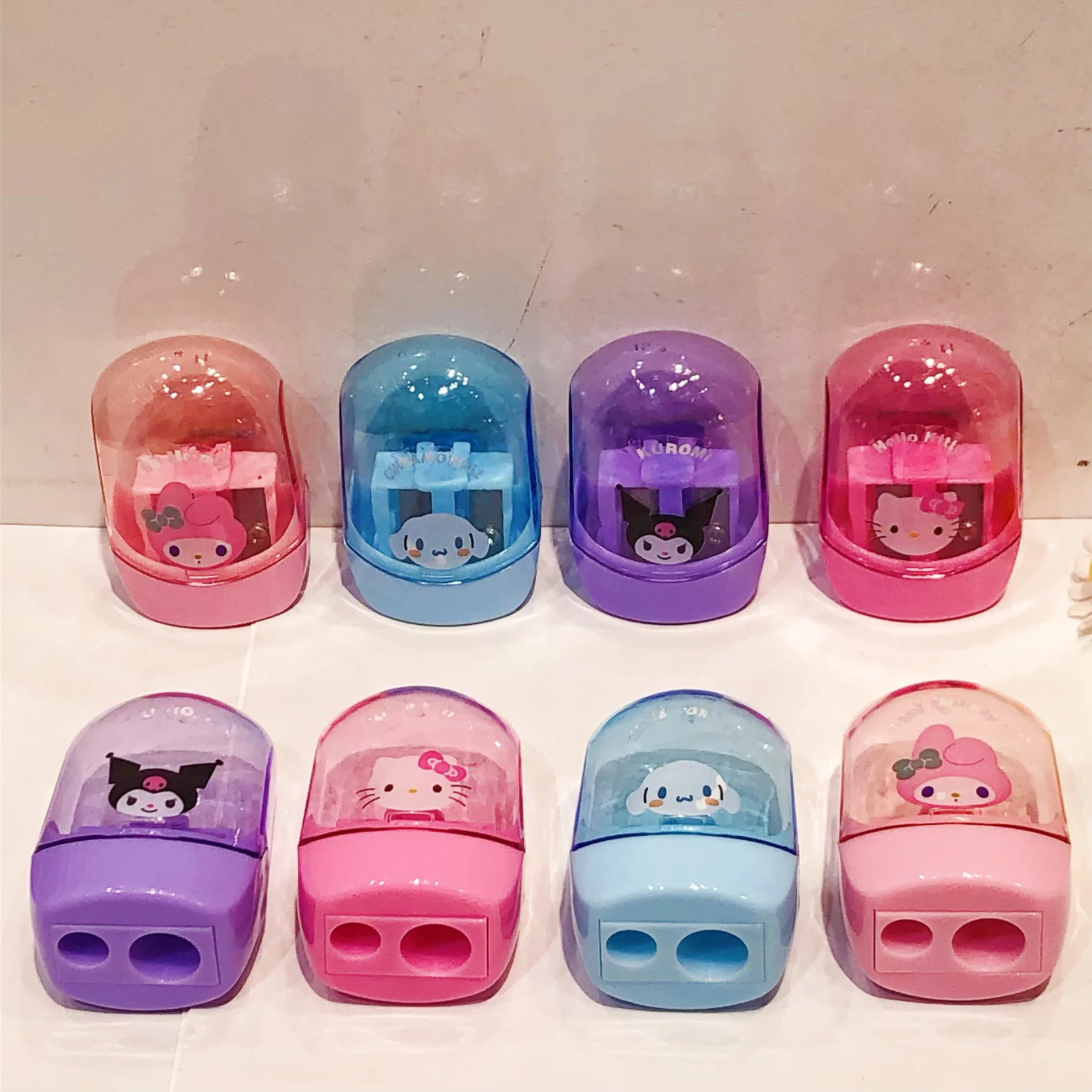 20pcs Sanrio Pencil Sharpeners Hello Kitty Kuromi Cinnamoroll Students Double Hole Pencil Sharpener Stationery School Supplies