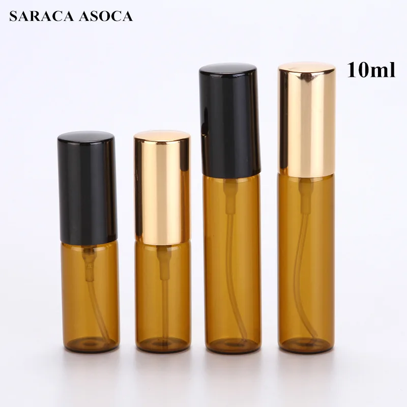 

10ml Brown Glass Perfume Bottle Dark Spray Bottle Empty Bottle Refillable Sample Bottle 100pcs/lot