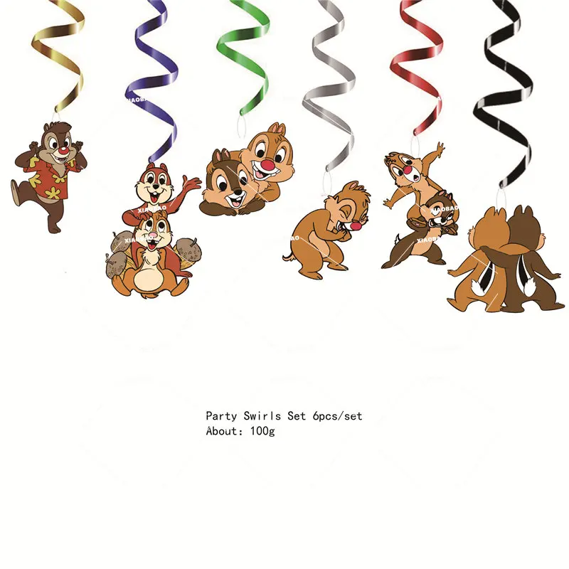 Chip and Dale Theme Birthday Party Decorations Paper Plates Cups Cake Topper Balloons Happy Birthday Sticker Kids Supplies Decor