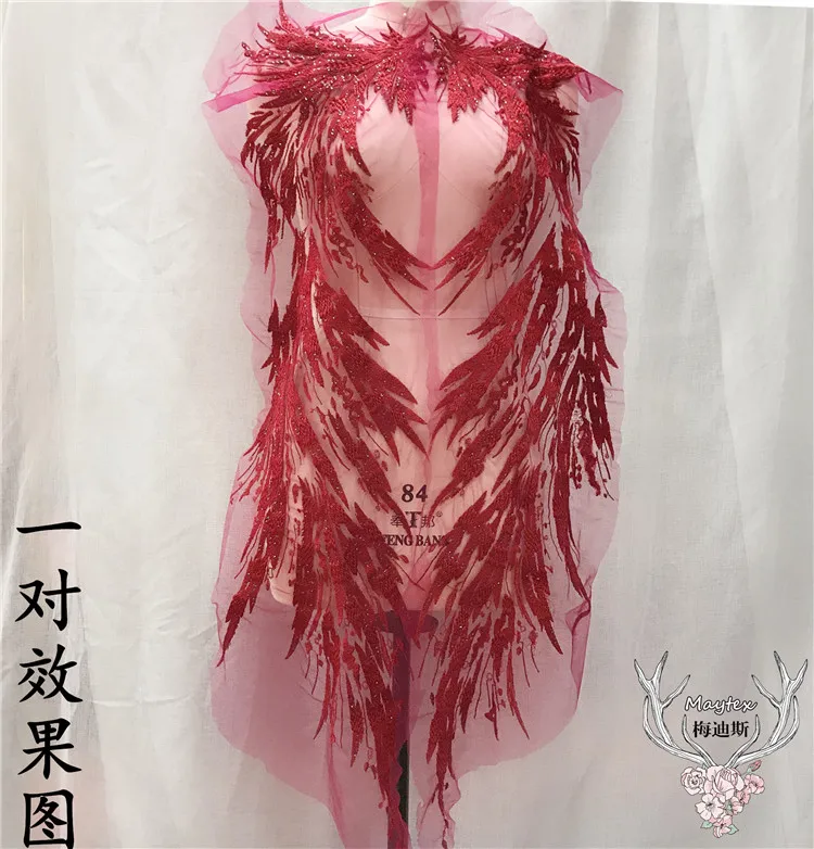 

1 зеркальная пара блесток, европейская большая вышивка, кружево, длинный большой цветок, аппликация, аксессуары, свадебное платье, одежда, наклейки «сделай сам»