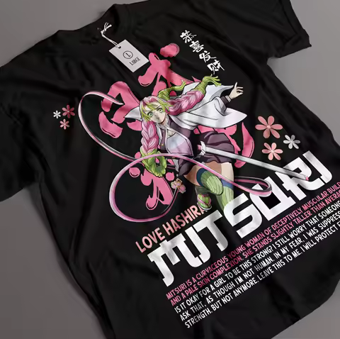 Mitsuri Kanroji Shirt Love Hashira Tshirt Demon Slayer Tee Akaza Doma T-Shirt