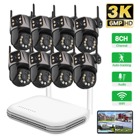 8CH WiFi NVR PTZ Camera Dual Len Dual Screen Motion Tracking Camera  Home Security System Outdoor Visible Surveillance Video Kit