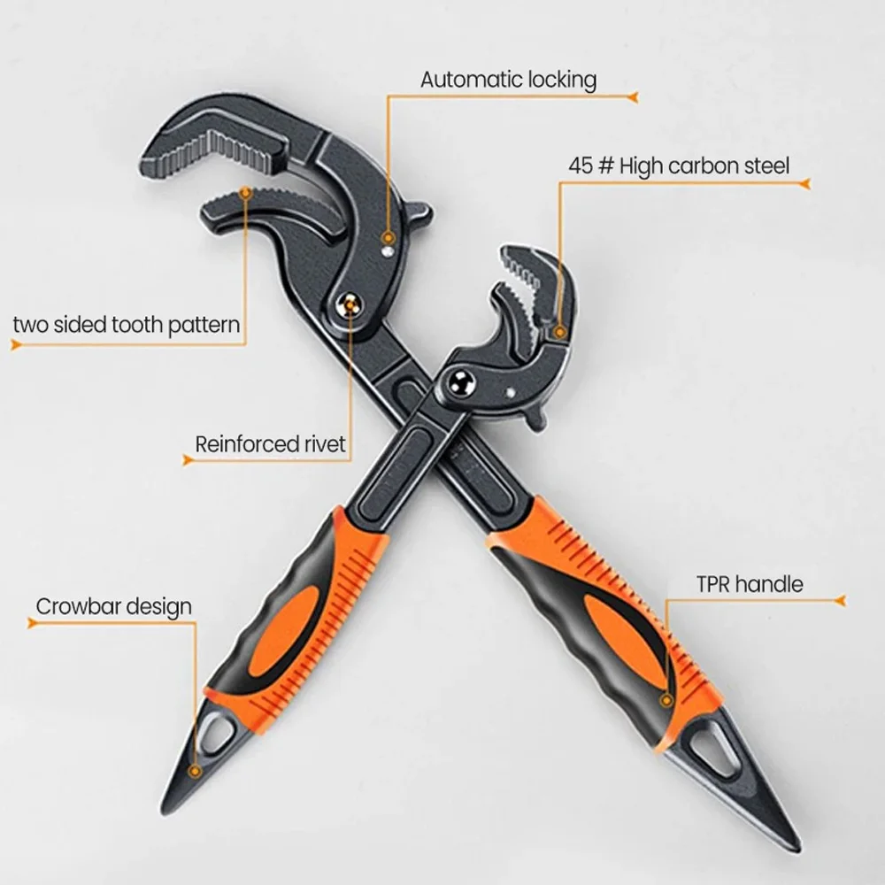 Klucz nastawny wielofunkcyjny, duży klucz do rur, klucz uniwersalny ze stali nierdzewnej do łazienki, narzędzie ręczne.