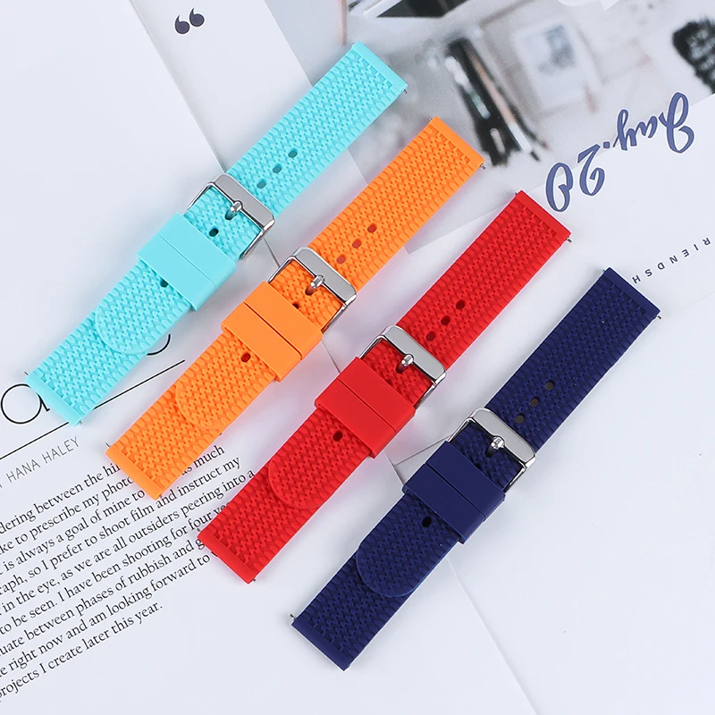 Silicone Watchband Strap 18mm 20mm 22mm 24mm Quick Replace Bracelet for Huawei Watch Gt2/Gt3 Waterproof Rubber Smart Watch Belt