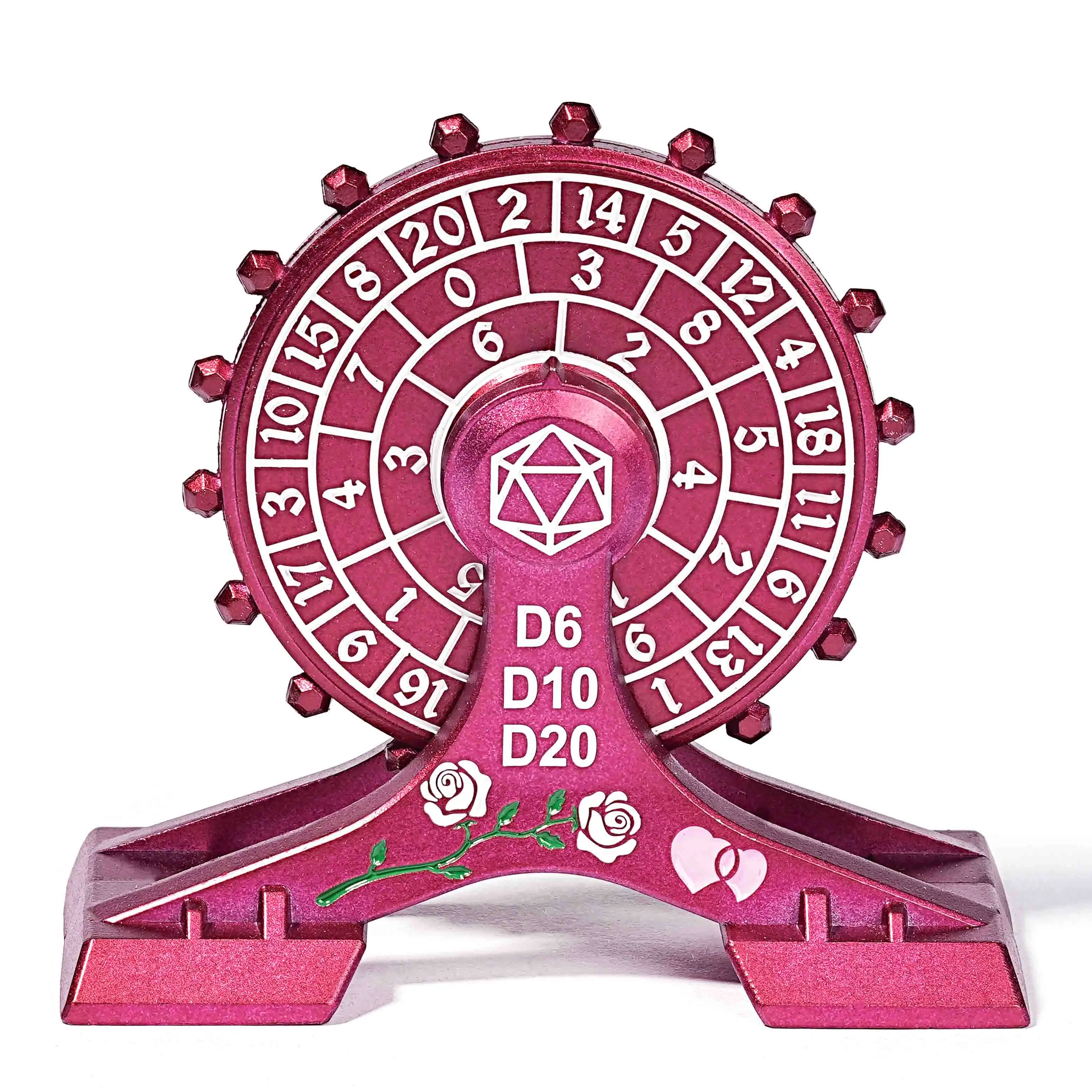 

7-в-1 розовые металлические кости DND, колесо обозрения, кончик пальца, гироскопические кости, настольная игра, Dungeons, дракон, TRPG, многогранные цифровые игральные кости, настольные Ga