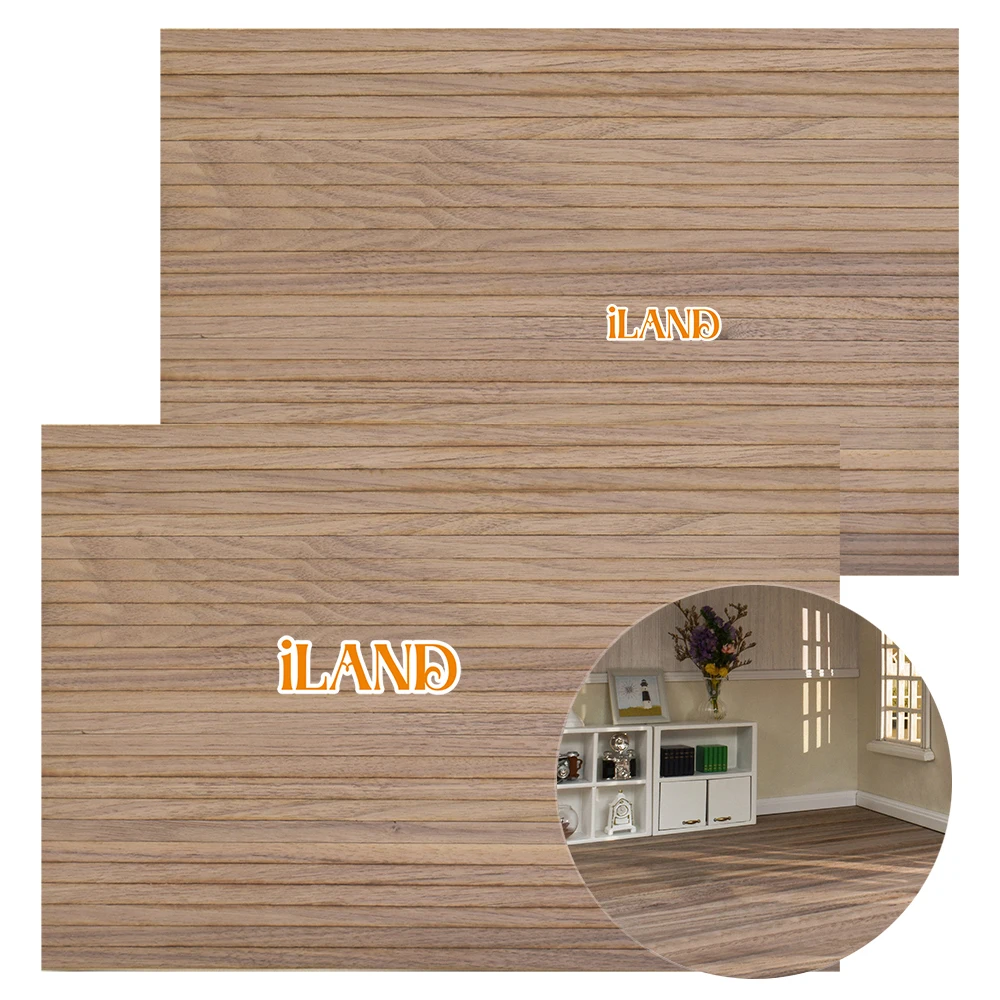 iLAND Miniature Dollhouse Accessories on 1:12 scale, Dollhouse Flooring 17”x11” 2pcs (Classic Walnut)