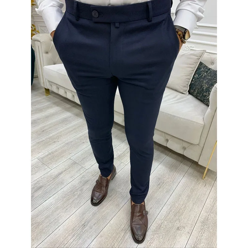 Men\'s Casual Pants Soft Tight Stretch Trousers For Business Social Office Workers Interview Party Wedding Men\'s Suit Pants S-3XL