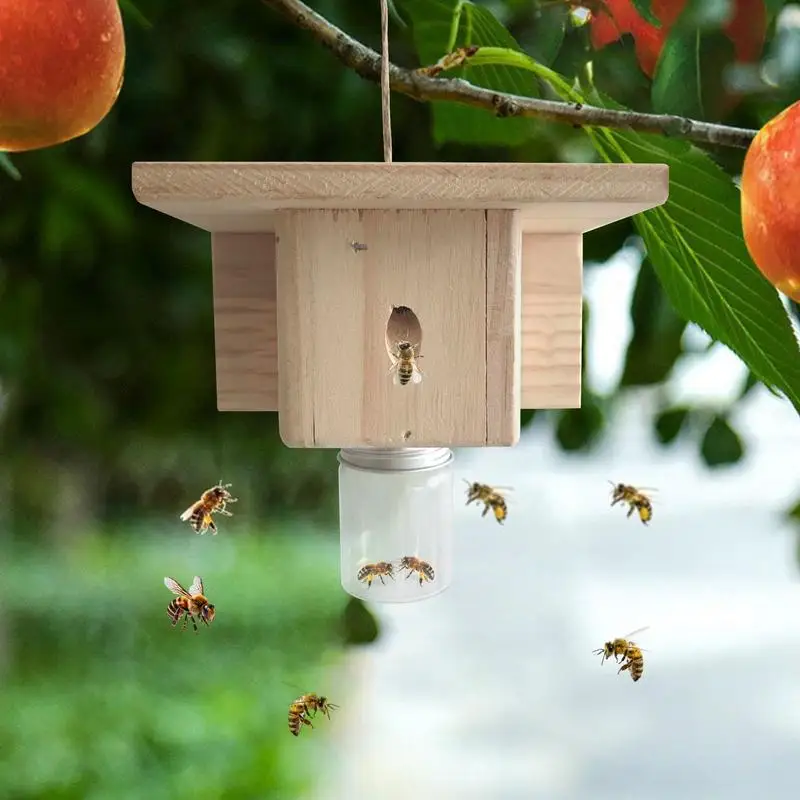 

Wood Carpenter Bee Trap Outdoor Trap Bee Trap Wooden Wasps Traps Hangable Wasp Catcher Nature Shed Carpenter Bee Catcher Trap