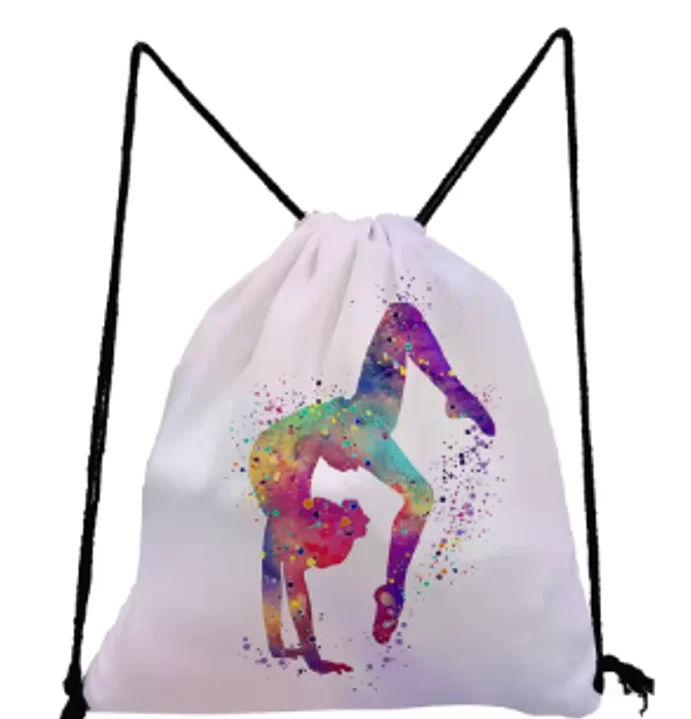 Watercolor Gymnastics Art Print Daypack Cute Gymnast Storage Drawstring Bag for Travel Shoes Holder Gift New Backpacks For Stude