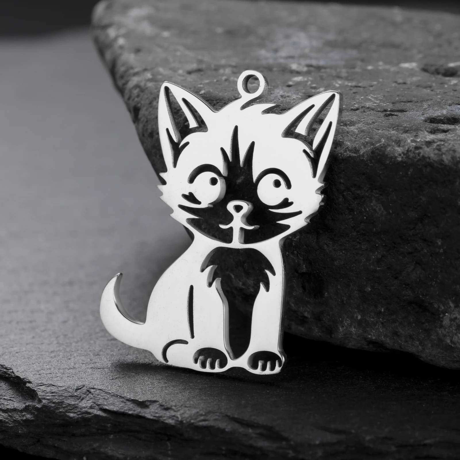 COOLTIME 5 Stück/Beutel süße Katze Edelstahl Anhänger Tier Haustier Charms für Schmuckherstellung Halskette Armbänder DIY Zubehör – Detail 9