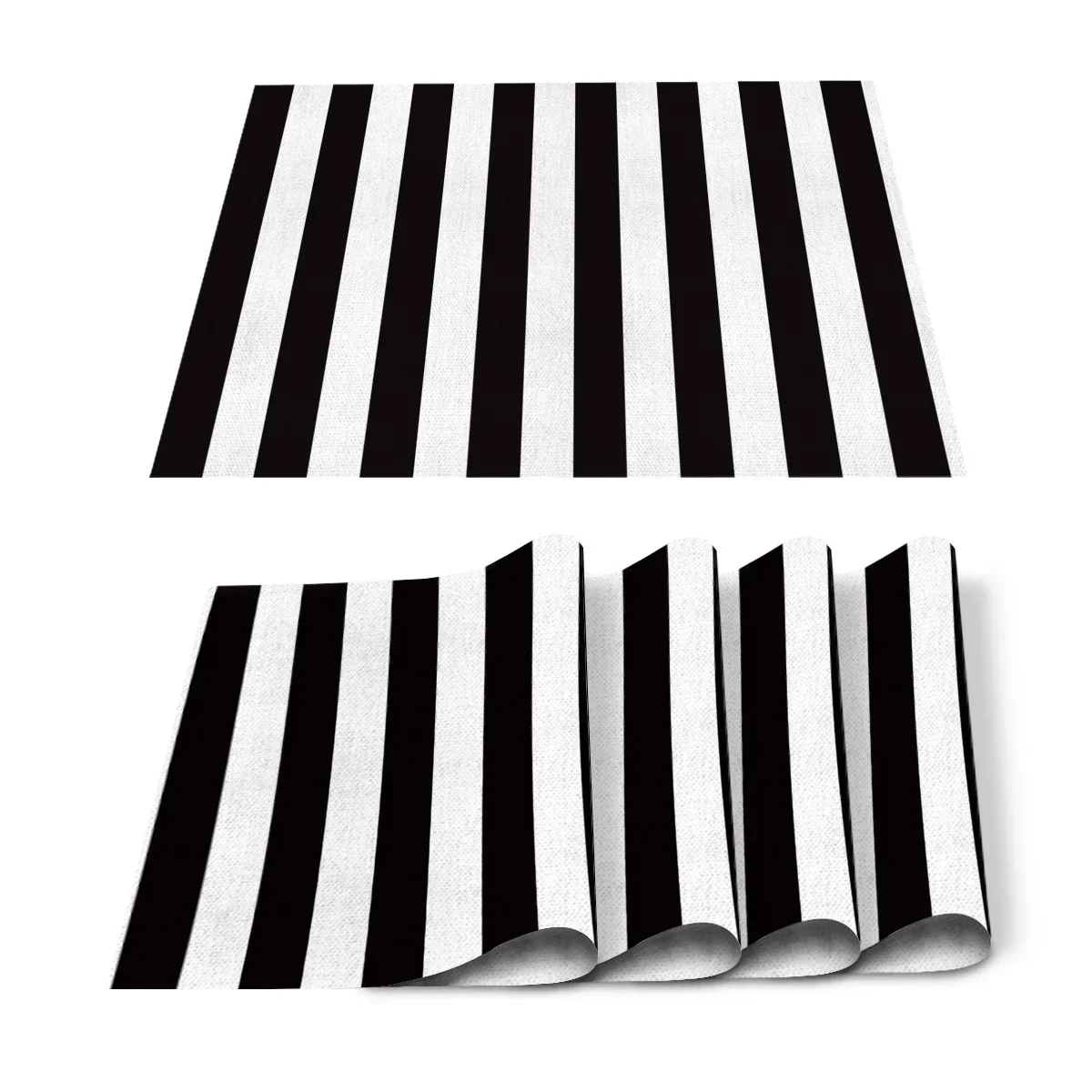 Black White Stripes Pattern Table Mat Kitchen Decoration Geometric Placemat For Wedding Dining Room Accessories Table Mats
