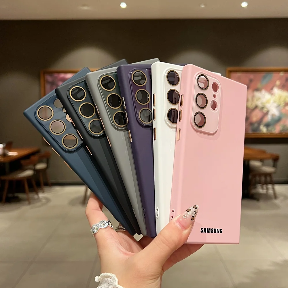 Original Liquid Silicone Case for Samsung S25 Ultra S24 S23 S22 Ultra Plus S23 FE A55 A35 A25 A15 Full Lens Protection Cover