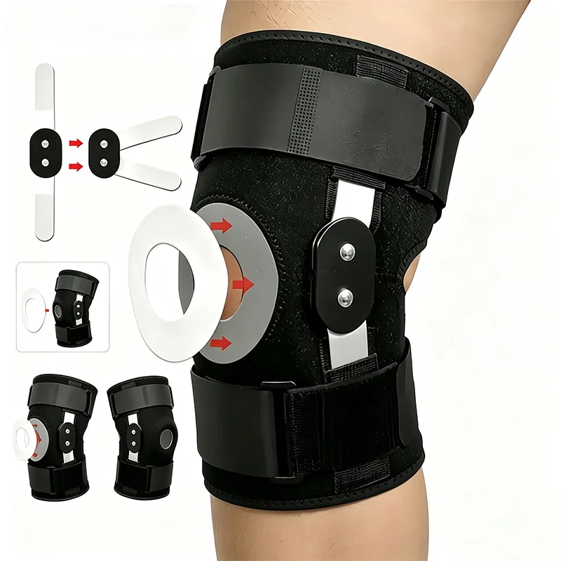 Hinged Knee Brace for Meniscus Injury Side Support Knee Stabilizer for Prevent Ligament Strain Sports Knee Protector for Adults