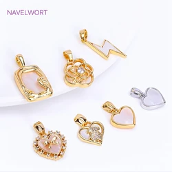 18K Gold Plated Heart Charms For Necklace Making Supplies,Brass Natural Shell Love Pendants Bulk Charms For Jewelry Making