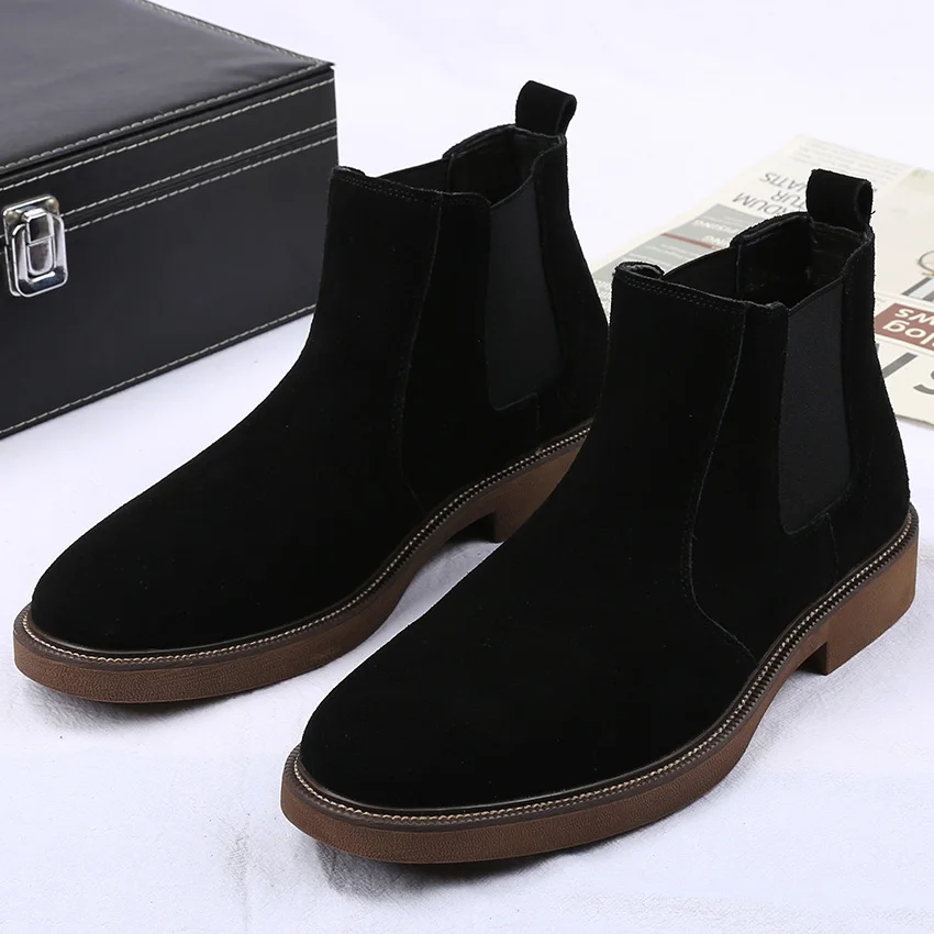 

Мужские повседневные ботинки «Челси» в британском стиле, туфли из коровьей замши, ковбойские ботильоны, красивые весенне-осенние короткие botas masculinas