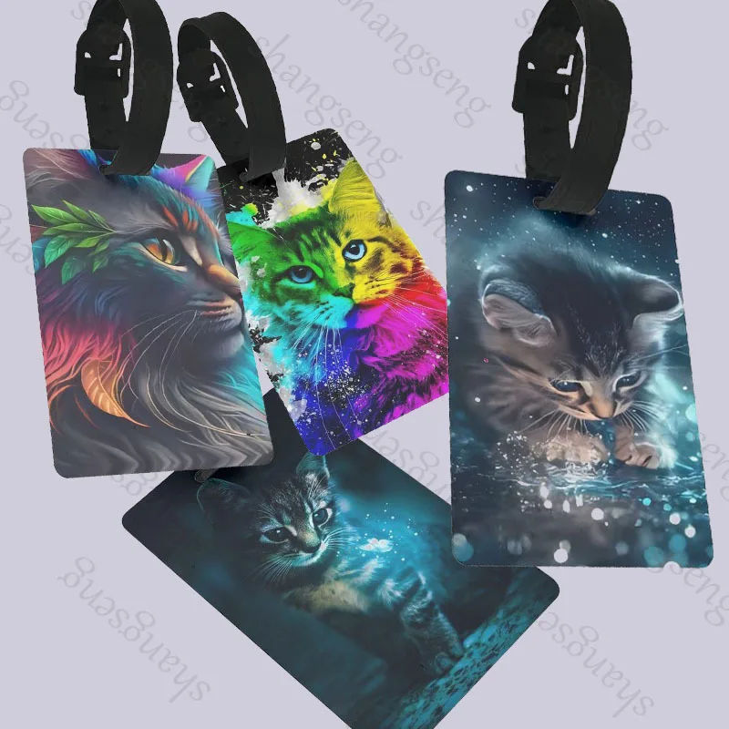 

Cute Cat Head Travel Luggage Tag Hanging Tag Suitcase Tag Plane With Name ID Cards Anti-lost Travel Backpack Accessories
