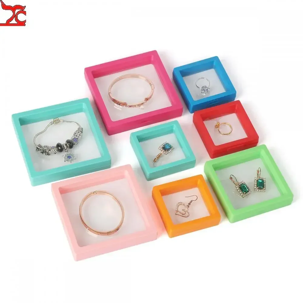 10Pcs/set Pe Film Storage of Jewelry Dustproof Bracelet Pendant Jewelry Display Case 3D Packaging Box Gem Free Floating Frame