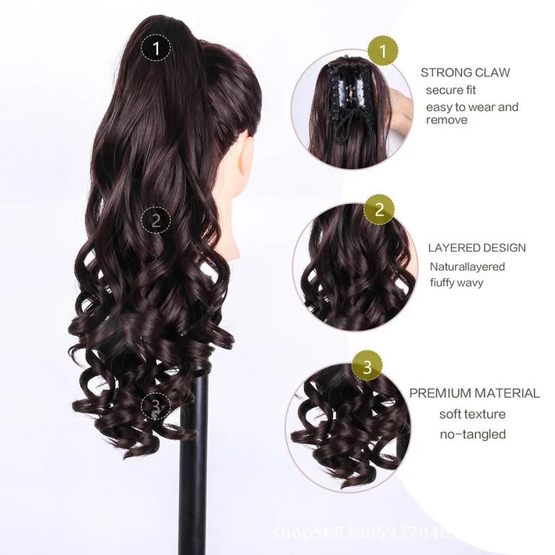 

Curly Ponytail Wig for Women Long Hair Claw Clip Fake Ponytail Natural Invisible Straight Hair