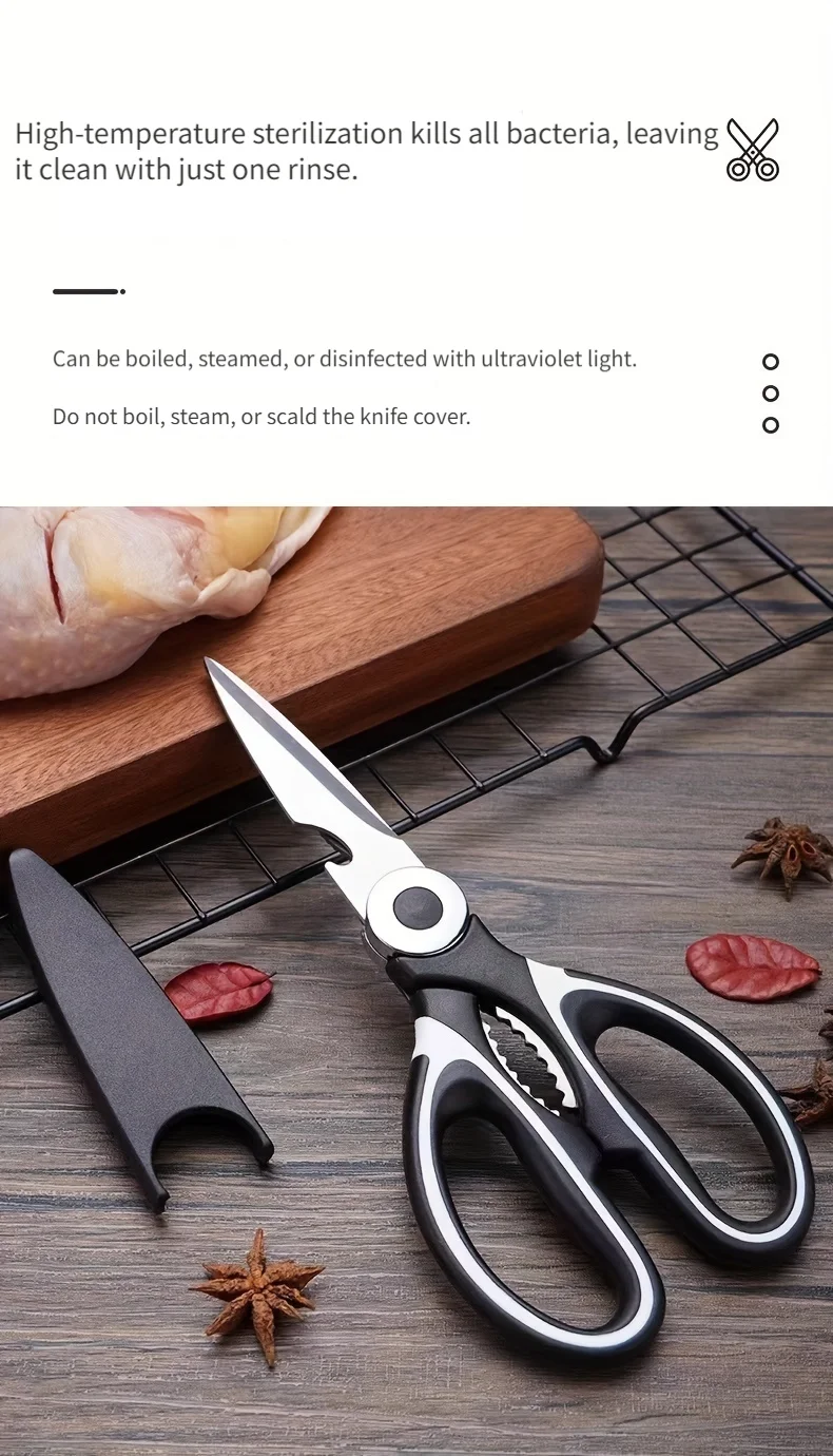 Multifunktionale Küchenschere Haushaltsschere zum Fisch- und Fleischschneiden Edelstahlschere – Detail 7