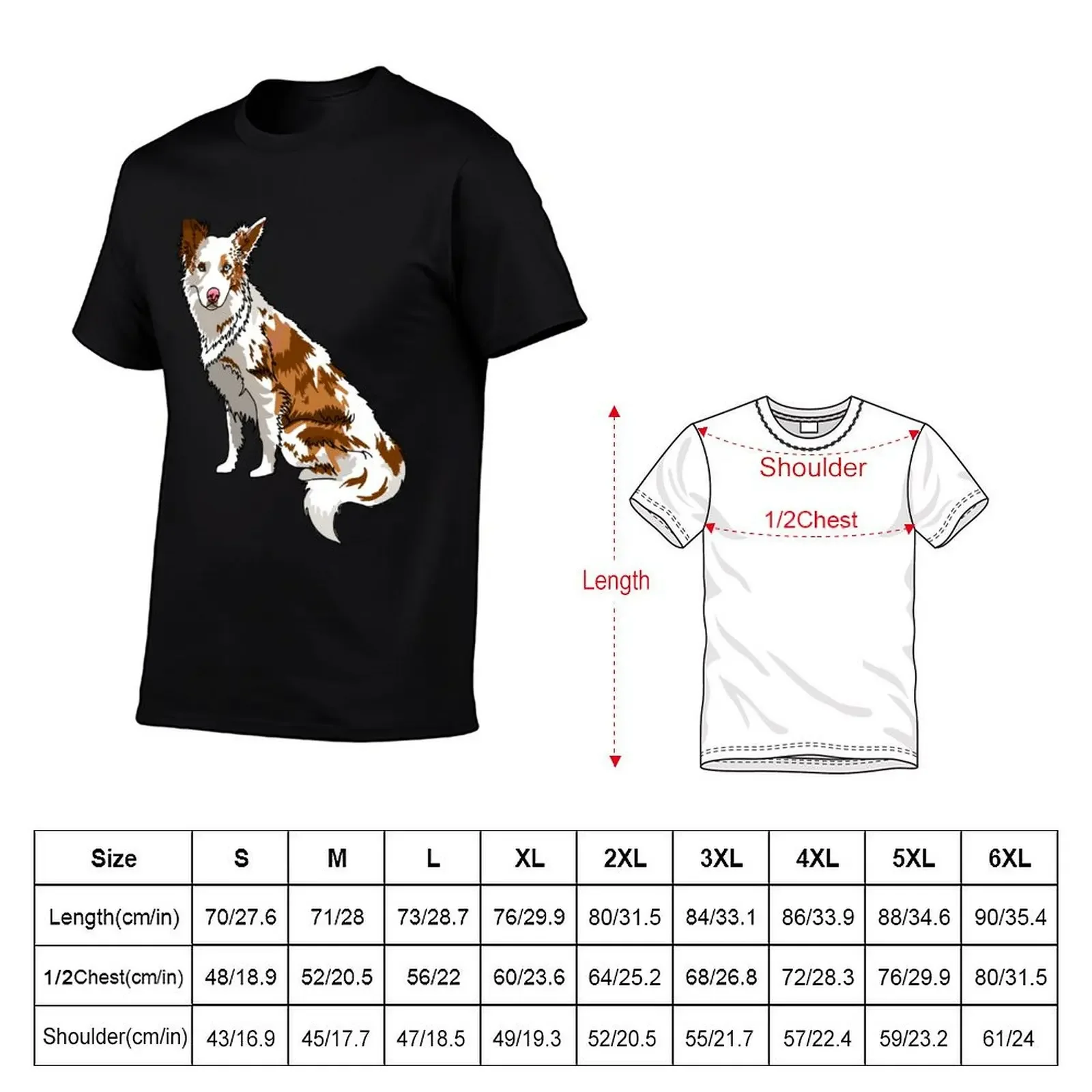 Red merle border collie T-Shirt customizeds blanks sweat baggy shirts t shirt for men