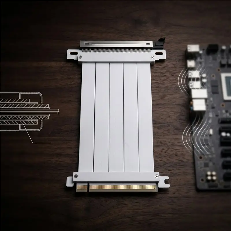 ABRI-PCI-E 4.0 X16 Riser Cable Shielded Flexible 180° Mounting Video Card Extension GPU Cord 15Cm