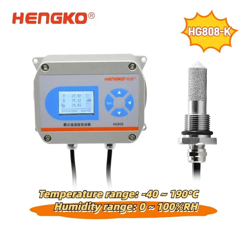 RS485 SS Probe Temperature and Humidity Transmitter with -40 to 374 Fahrenheit 4-20ma 0-5V 0-10V HG808 K