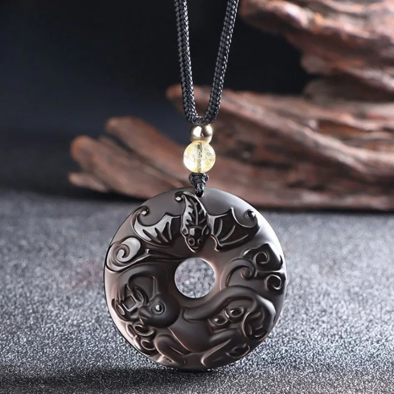 アイスオブシディアンの干支安全バックルペンダント、絶妙でファッショナブルなエスニックスタイルのペンダント