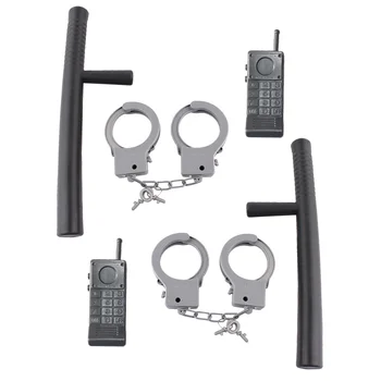 2 conjuntos de adereços de halloween brinquedos infantis traje para crianças policial role play outfit cosplay acessórios algemas telefone