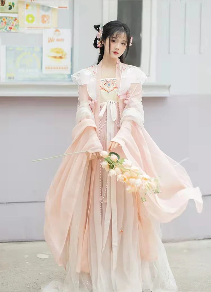 

Large Size 6XL Women Hanfu Dress Chinese Ancient Traditional Hanfu Halloween Fairy Cosplay Costume Green Pink Dress Hanfu Outfit