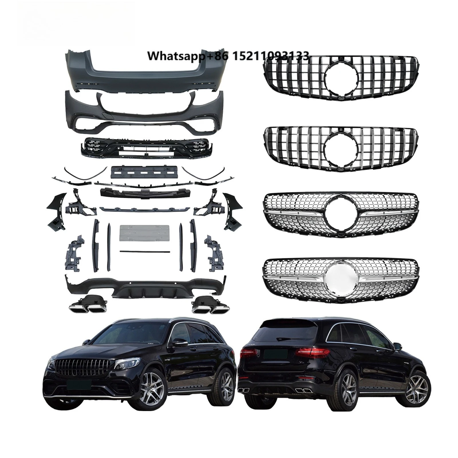 Leishuo OEM ABS/PP/Carbon Fiber GLC X253 GLC 63 AMG Body Kit for Mercedes  GLC Class X253 16-19 Upgrade to GLC63 AMG