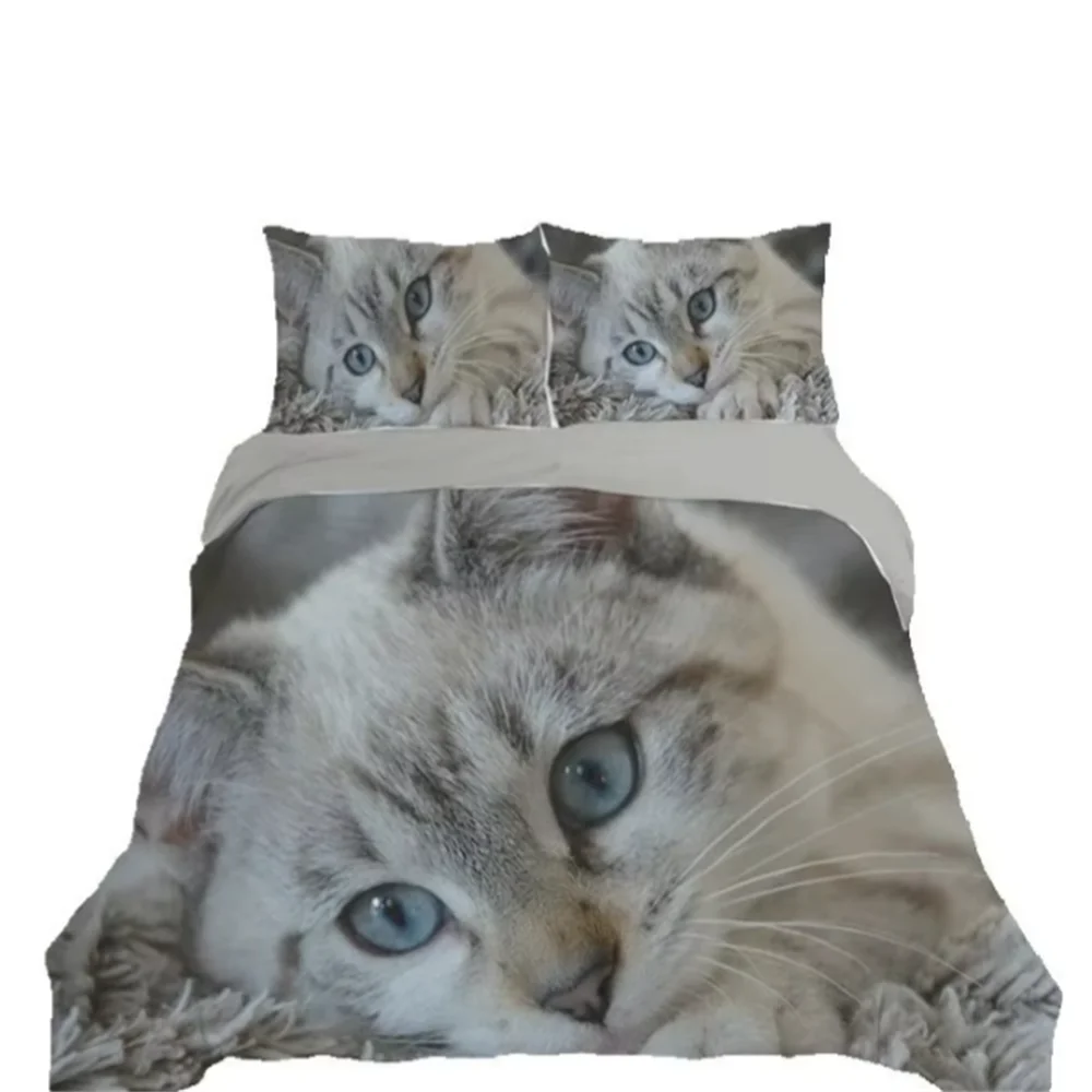 

Cat Duvet Cover Set Lovely Animal Kitten Printed Quilt Cover Kids Teens Girl Animal Double Queen King Size Polyester Bedding Set