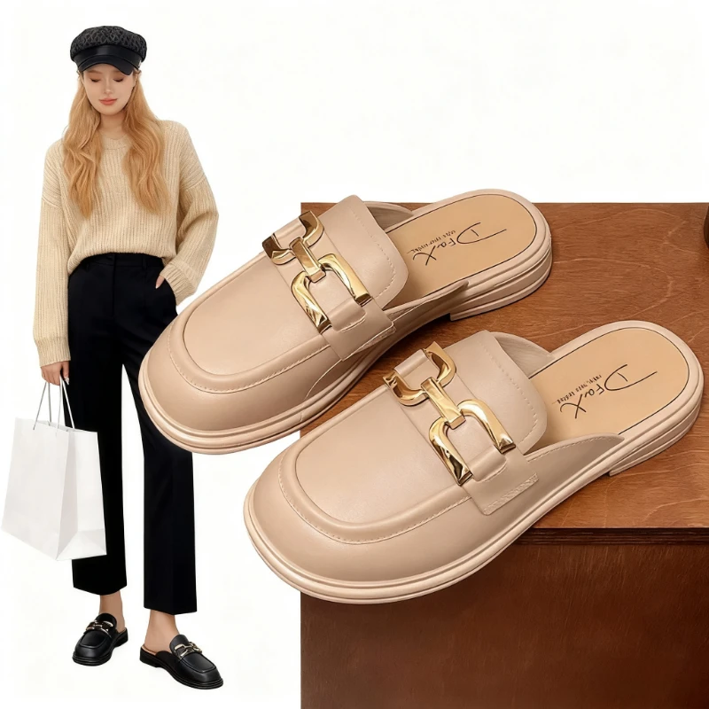 Women's Lazy Slip-on Sandals Retro Soft Sole Beach Slides Non-slip Casual Comfortable Flat Shoes Home Casual Slippers