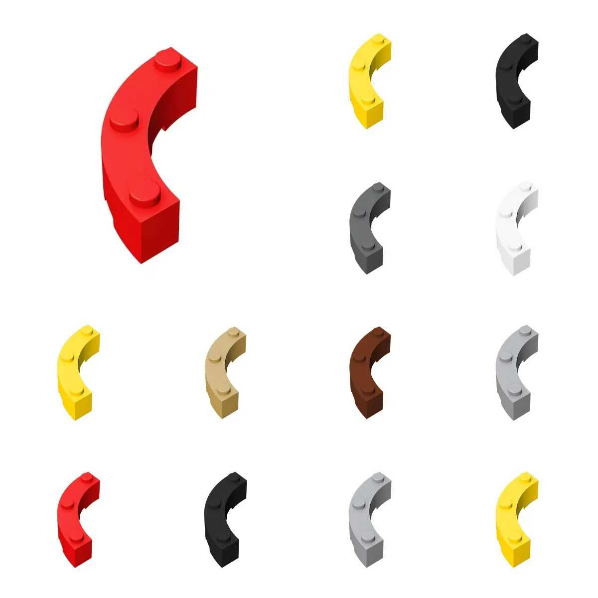 50pcs 48092 Brick Round Corner 4x4 Macaroni Wide 3 Studs Collections Modular GBC Toy For Technical MOC Building Block