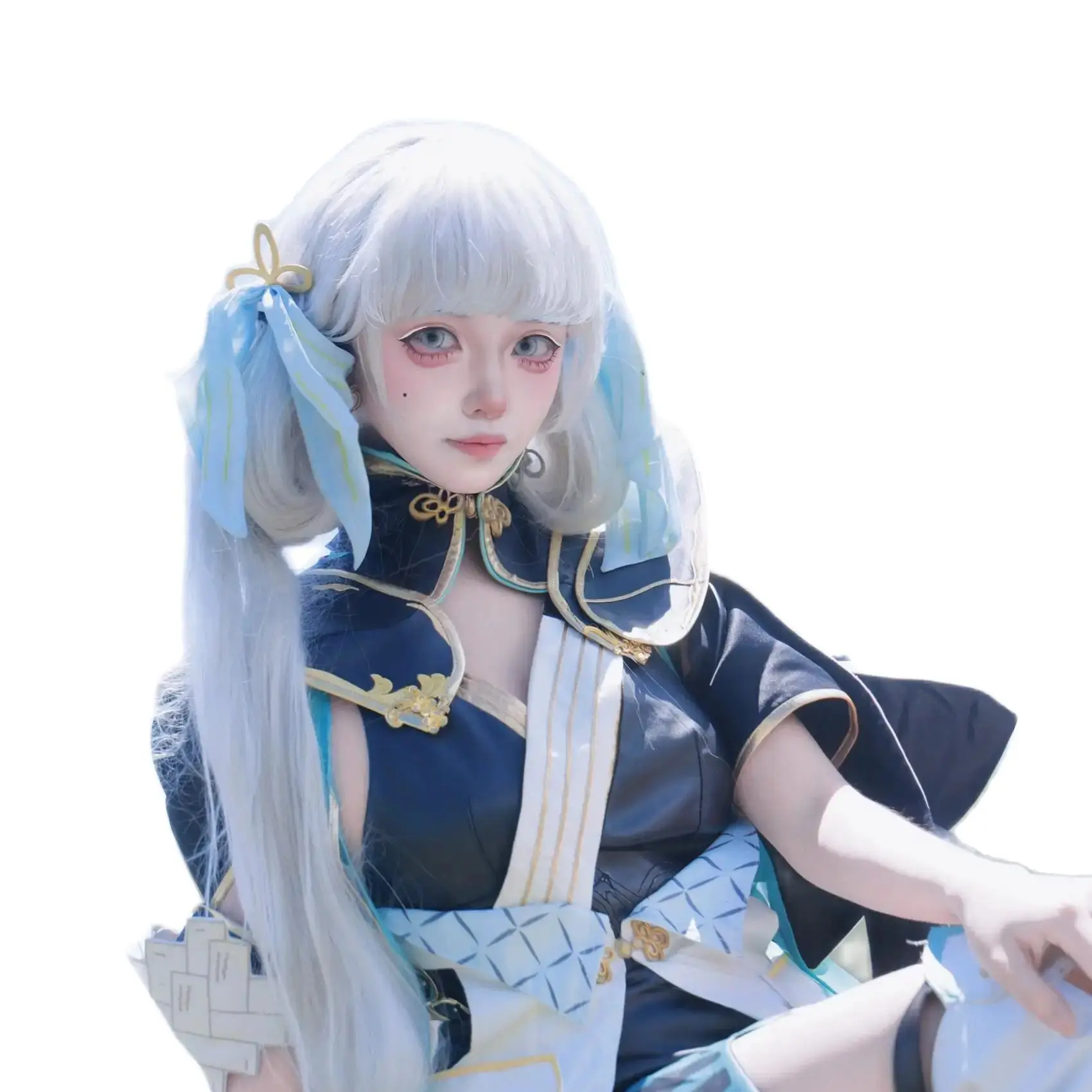 

Game Wuthering Waves Jinhsi cosplay Wig lake blue Mixed Long Hair Game cosplay Wig anime cosplay Wig