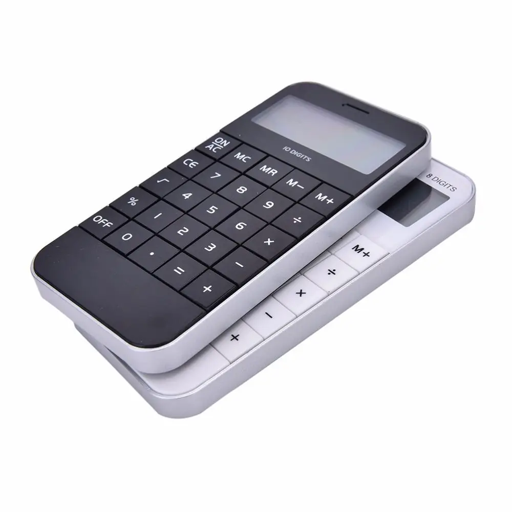Calculadora de dígitos electrónica blanca y negra para oficina con pantalla barata promocional para escuela de moda