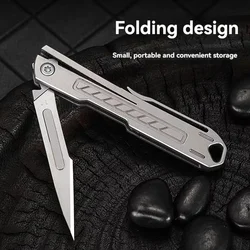 Mini PortableTitanium Alloy Surgical Knife EDC Folding Knife Portable Multi Functional Tool Free 10 Blade Carving Practical Tool